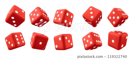 Red 3d play casino game cube dice isolated vector 119322740