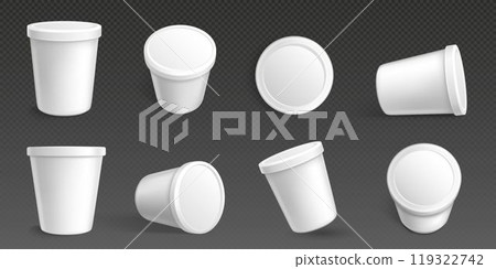 Realistic white food containers set isolated Realistic white food containers set isolated 119322742