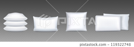3d white realistic isolated cushion vector mockup 119322748
