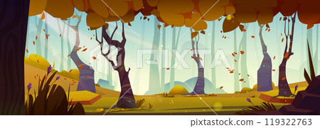 Autumn forest landscape with maple tree scene Autumn forest landscape with maple tree scene 119322763