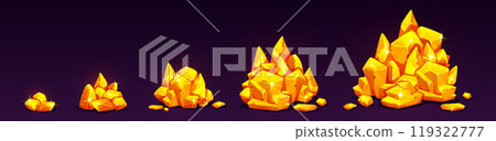 Gold nugget stone pile small and large game vector 119322777