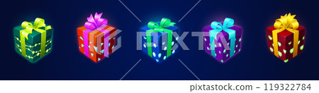 Gift box game ui assets - cartoon vector 119322784