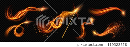 Realistic magic wand with orange light effects 119322858