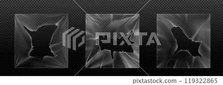 Torn vinyl cover with shrink and hole effect 119322865