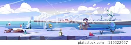 Polluted winter cartoon landscape. 119322937
