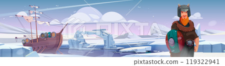 Viking frozen north pole ice landscape background Viking frozen north pole ice landscape background 119322941