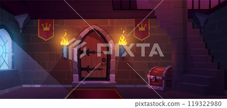 Medieval wooden castle door to prison background Medieval wooden castle door to prison background 119322980