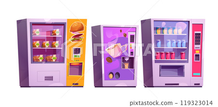 Set of vending machines on white background Set of vending machines on white background 119323014