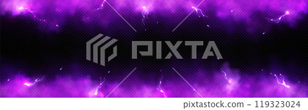Purple lightning and smoke effect frame background 119323024