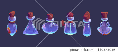 Empty magic potion bottle for fantasy game cartoon Empty magic potion bottle for fantasy game cartoon 119323046