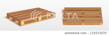3d wooden pallet for crate package isolated vector 119323070
