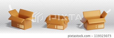 3d open delivery cardboard parcel box vector icon 119323073
