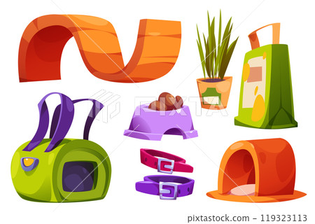 Petshop goods isolated on white background 119323113
