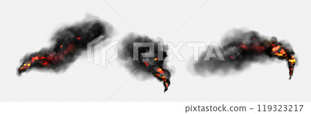 Fire with clouds of black smoke. Fire with clouds of black smoke. 119323217