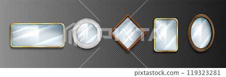 Mirror with light reflections on glass surface. Mirror with light reflections on glass surface. 119323281