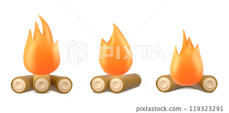 3d render hot fire vector emoticon illustration 119323291