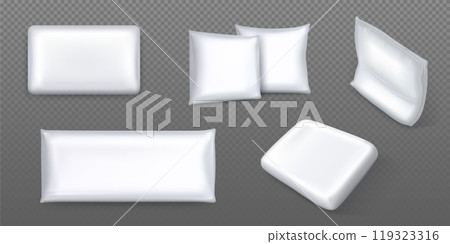 Realistic white pillows on transparent background 119323316