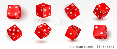 Realistic set of red dice Realistic set of red dice 119323323