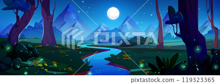 Night mountain river landscape 119323365