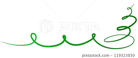 The image features a stylized abstract Christmas tree in green. It has a minimalistic style on a white background. Concept of holiday decoration. Vector illustration 119323850