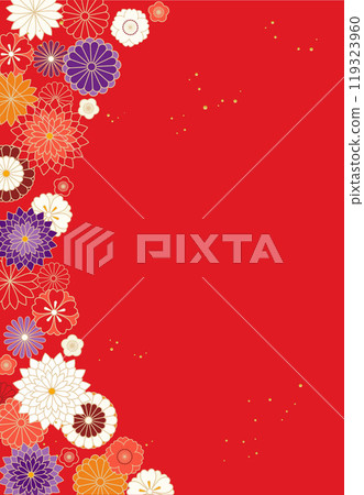Japanese flower background illustration material Vector Frame New Year's Day New Year's gift Red background Japanese flower background illustration material Vector Frame New Year's Day New Year's gift Red background 119323960