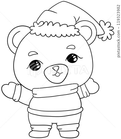 Christmas themed bear line drawing coloring page Christmas themed bear line drawing coloring page 119323982