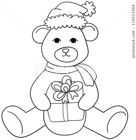 Christmas themed bear line drawing coloring page Christmas themed bear line drawing coloring page 119323984