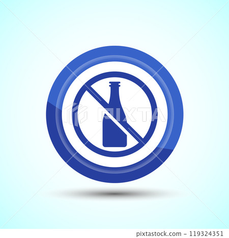 Alcohol Free Icon Design Illustration, No Alcohol Sign, Pastel Color Button Design 119324351