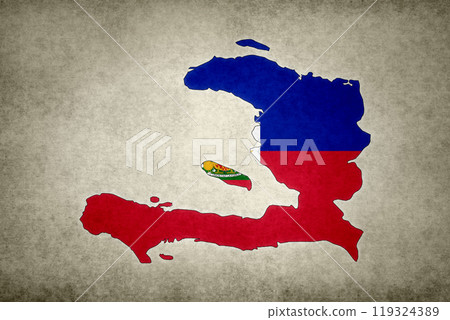 Map of Haiti with its flag on a paper Map of Haiti with its flag on a paper 119324389