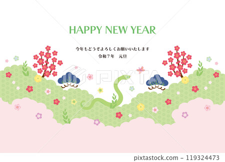 Year of the Snake - New Year's card template - 1 vector 119324473