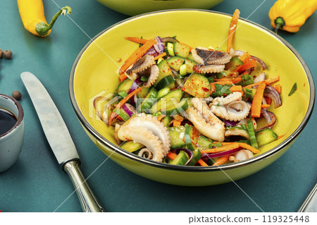 Salad with squid. 119325448