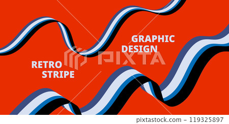 Retro striped graphic design, ribbon illustration. Retro striped graphic design, ribbon illustration. 119325897