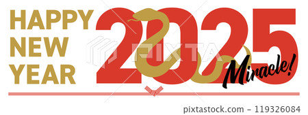New Year's card with silhouette of snake and happy new year for 2025_horizontal New Year's card with silhouette of snake and happy new year for 2025_horizontal 119326084