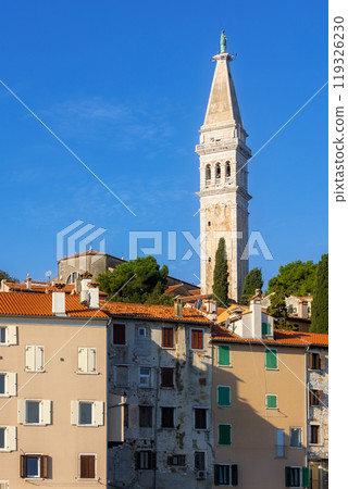 Rovinj, Croatia old town, church bell tower Rovinj, Croatia old town, church bell tower 119326230