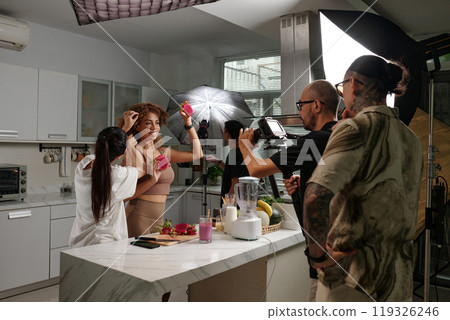 Model Posing At Camera In Studio 119326246