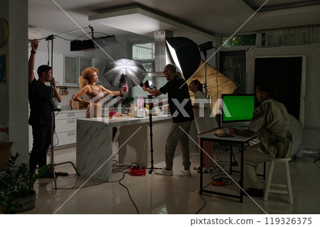 Team Of Operators Shooting Content In Studio 119326375