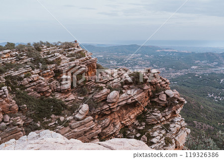 Endless panorama from unusual pink rocks 119326386