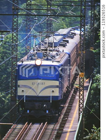 The trolley family train running on the Iida Line The trolley family train running on the Iida Line 119326516