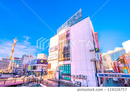 Yokohama cityscape in Japan in October. Overlooking Sotetsu Yokohama Station (far right), Yokohama Station West Exit Fifth Avenue, etc. 119326757