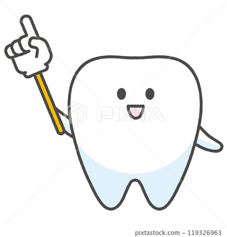 Tooth character illustration holding a pointing stick 119326963