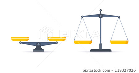 Scales icon in flat style. Libra symbol, balance sign. Vector Scales icon in flat style. Libra symbol, balance sign. Vector 119327020