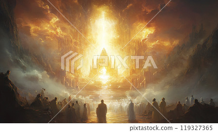 A magnificent golden temple and the crowds 119327365