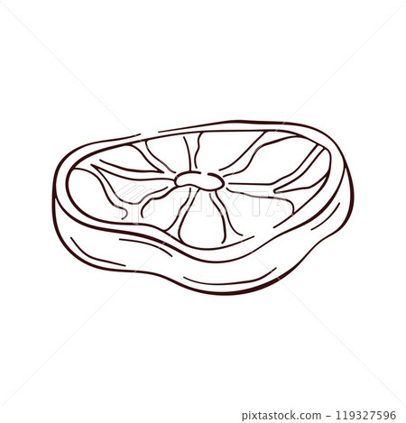 Red meat cut in line art style. Hand drawn design for butcher shop, menu, farm market. Isolated on a white background. 119327596