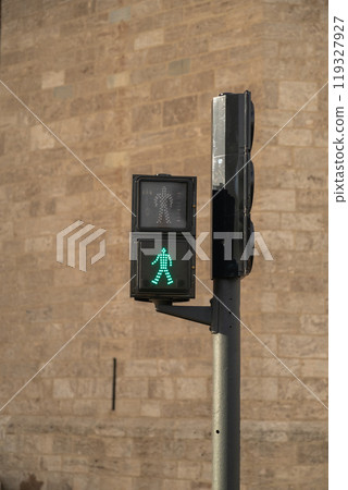 green signal of pedestrian traffic light green signal of pedestrian traffic light 119327927