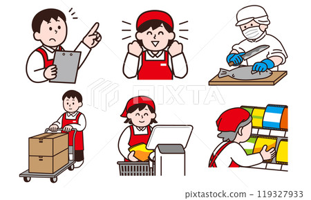 在超市工作的店員插圖集 119327933