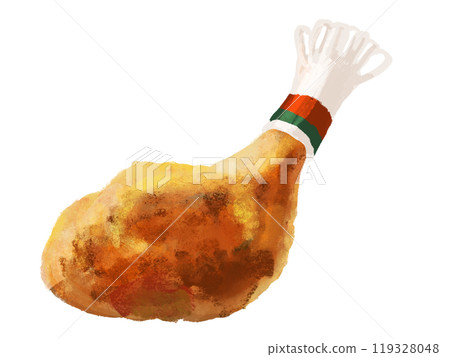 Illustration of a Christmas chicken with chap flowers 119328048