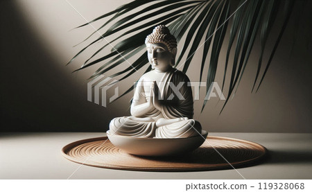 porcelain Buddha Statue, natural light 119328068