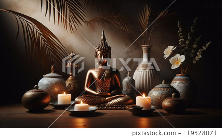 porcelain Buddha Statue, natural light 119328071