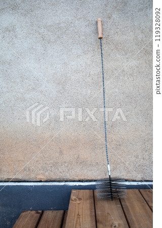 Metal steel wire brush for cleaning heaters and fireplaces. Chimney sweepers 119328092