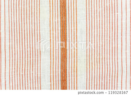Texture of cotton fabric with red stripes. Texture of cotton fabric with vertical red stripes 119328167